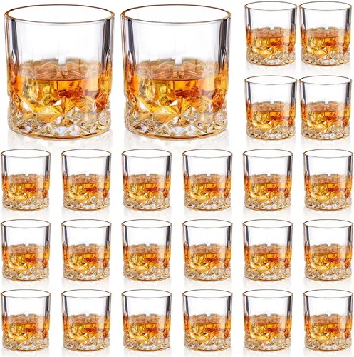 Vista 8 de Yaomiao 12 piezas de vasos de whisky de estilo antiguo de 7 oz con base pesada, vasos de bourbon de vidrio para cócteles, vasos de rocas