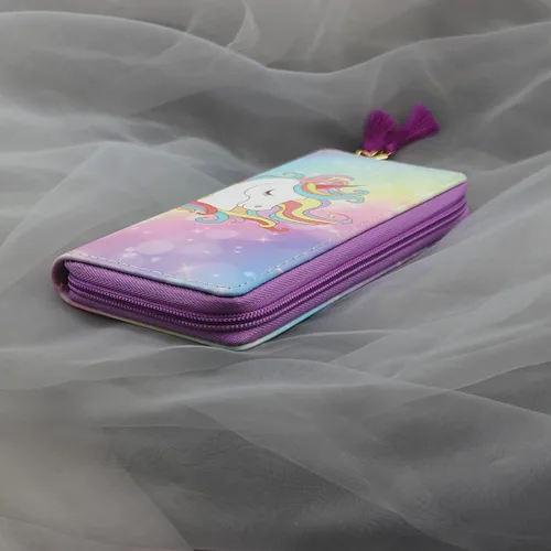 Vista 6 de MayeBridge Lindo unicornio monedero unicornio cremallera cartera larga bolso de embrague bolso de cuero PU para niñas mujeres, Unicornio B0514, Lindo