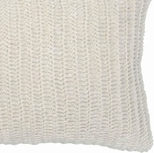 Vista 4 de Benjara - Almohada rectangular de tela con detalles tejidos a mano, color blanco