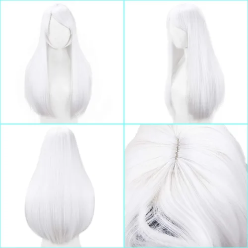 Vista 3 de YOGFIT Lina - Peluca de mujer larga y recta con fleco para disfraz de Halloween Fiesta de Cosplay