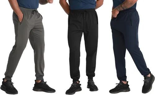 Vista 2 de RPOVIG Pantalones deportivos para correr y entrenar pantalones deportivos para hombre con bolsillos, juego de 3 piezas para correr, gimnasio
