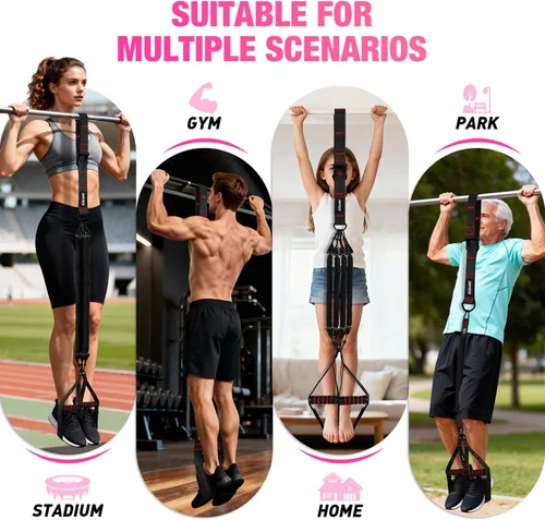 Vista 7 de Pull Up Assistance Bands for Women, Heavy Duty Resistance Bands with Handles, Exercise Band with Door Anchor, Workout Band Set for Pull Up Bar, Full