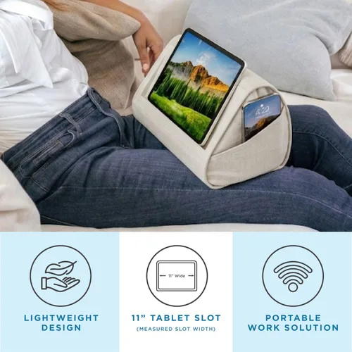 Vista 2 de LAPGEAR Soporte de almohada para tablet, ranura de 11 pulgadas para iPads, Galaxy Tabs, Kindles, lectores electrónicos y teléfonos, soporte
