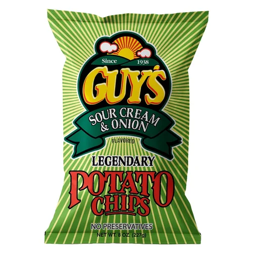 Vista 9 de Guys - Papas fritas de crema agria y cebolla, bocadillos saludables y salados con una mezcla única de especias, papas fritas naturales, papas fritas