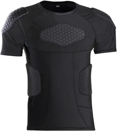 Vista 6 de Charque Camisas/pantalones protectores acolchados para hombre, para fútbol, paintball, béisbol, compresión, costilla, protección del esternón