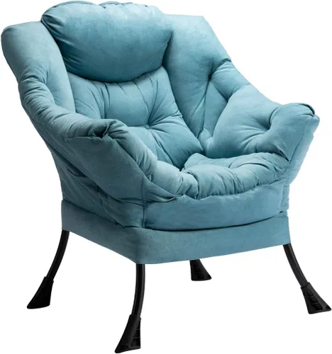 Vista 27 de HollyHOME Silla perezosa con otomana plegable, sillón cómodo y reposapiés plegable, sofá de ocio silla de lectura y reposapiés para sala de estar