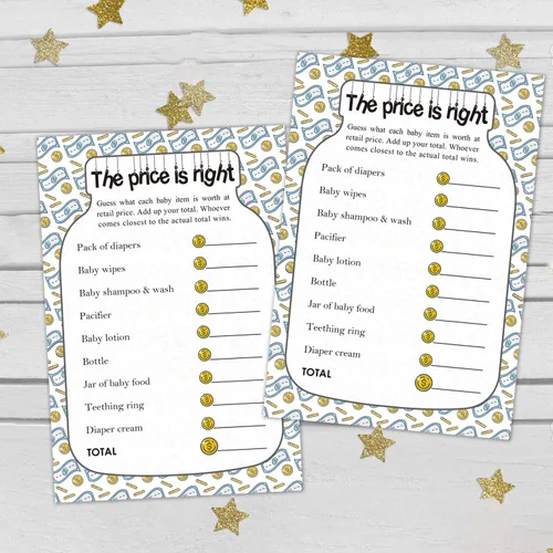 Vista 4 de The Price is Right Baby Shower Game Ideas, 50 tarjetas divertidas para baby shower para niños, niñas, divertidas actividades de fiesta para parejas