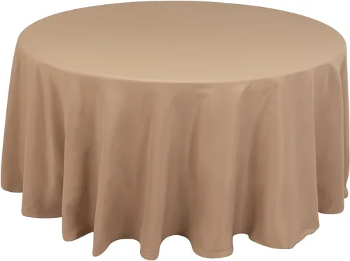 Vista 9 de Balsa Circle Manteles redondos color beige de 120 pulgadas de tela de alta calidad, manteles de tela para bodas, fiestas, recepción, banquetes
