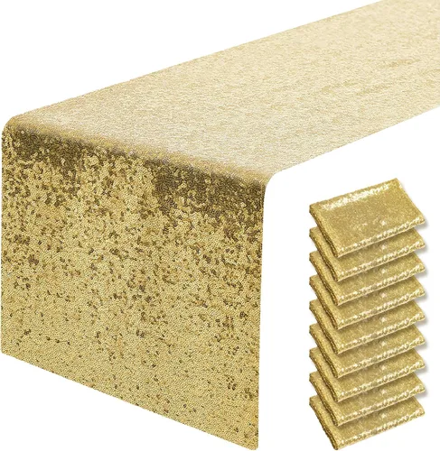 Vista 68 de Pufogu - Camino de mesa de lentejuelas brillantes de 12 x 72 pulgadas para fiestas de cumpleaños, decoración de bodas, despedidas de soltera