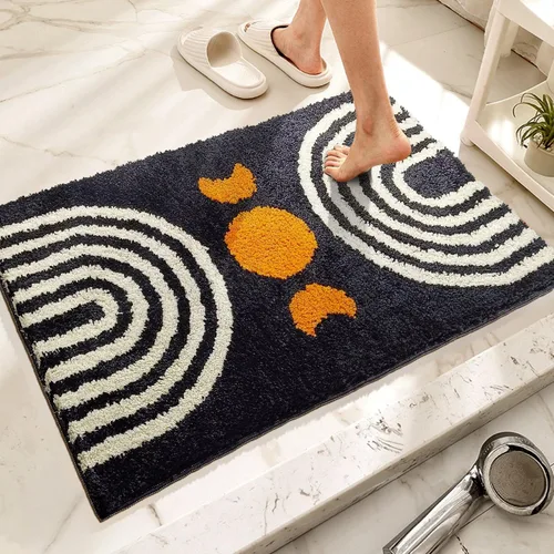 Vista 8 de Alfombras de Baño Bohemias Bonita Alfombra de Baño Bohemia Antideslizante de Microfibra Alfombrilla de Baño Abstracta para Dormitorio Alfombra Beige
