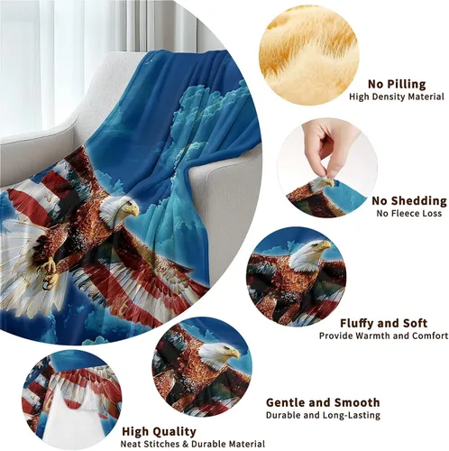 Vista 3 de American Eagle Manta de Vellón Súper Suave y Acogedora Manta de Tiro 40X50 pulgadas, Ligera Difusa Cómoda Texturizada Manta de Franela Manta de Tiro