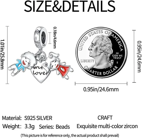 Vista 3 de Pandach Dijes de plata de ley 925 para pulseras y collares, colgantes de mariposa y auriculares, dijes de trébol, joyería de regalo para mujeres
