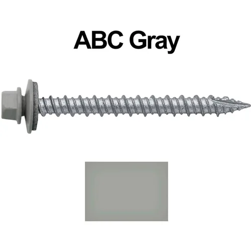 Vista 3 de 10 x 2 tornillos para techos de metal gris ABC - Cabezal hexagonal - Arandela autoinicial/roscado - Arandela EPDM. 1 bolsa de 250 unidades - 250