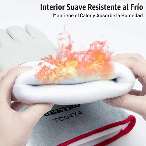 Vista 7 de BEETRO - Guantes anticongelantes de -292℉/-180℃ o superior para manejo de hielo seco, nitrógeno líquido, esponja e interior de algodón