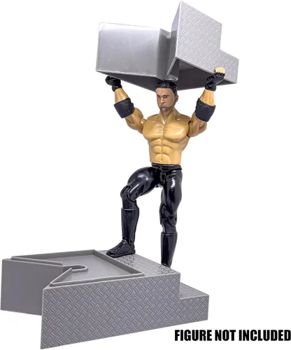 Vista 5 de Juego de 4 escaleras de anillo rompibles grises de lujo para anillos de figuras de lucha libre Construye entradas más grandes y peleas de ringside