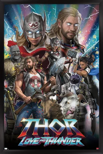 Vista 9 de Trends International Marvel Thor: Love and Thunder - Póster de pared increíble, 14.725 x 22.375 pulgadas, versión enmarcada de madera de granero