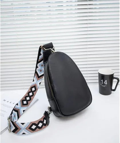 Vista 4 de WSRYDJDL Bolsa de pecho para mujer, bolso bandolera pequeño de piel sintética, mochila de hombro para viajes, senderismo, ciclismo