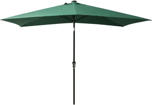 Vista 3 de vidaXL Sombrilla de jardín para patio con luces LED alimentadas por energía solar y poste de acero, sombrilla rectangular con protección UV, verde