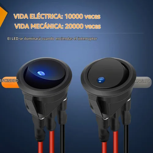 Vista 4 de Nilight Interruptor de palanca basculante de 12 piezas, 3 pines 12V 20A con cable, luz LED redonda, interruptores de encendido y apagado SPST