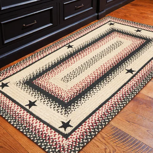 Vista 60 de Homespice Apple Pie - Alfombra ovalada roja de 2 x 3 pies, alfombra de cocina trenzada para decoración primitiva y rústica, reversible, yute sin