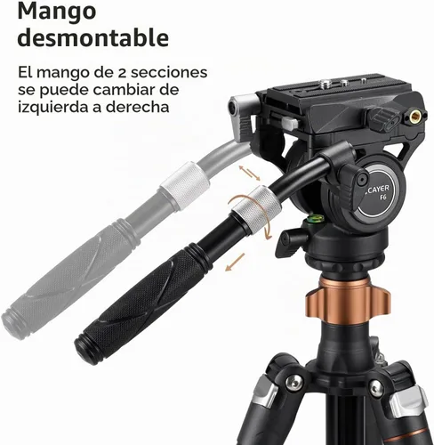 Vista 8 de Cayer Cabezal fluido de video F6 inclinación panorámica de 360°