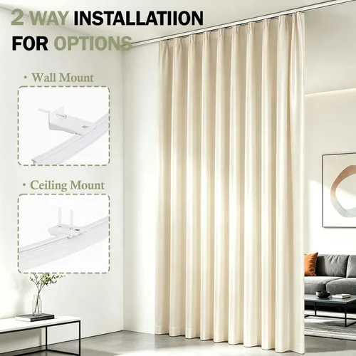 Vista 4 de Juego de cortinas divisoras de habitación para separación de habitaciones Beige
