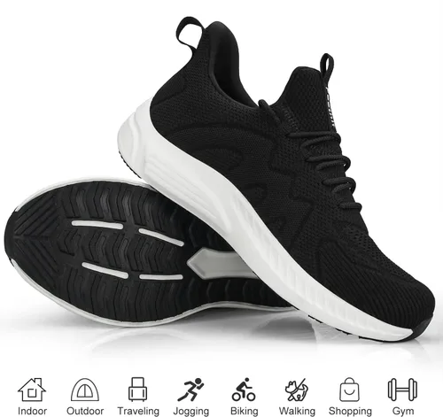 Vista 6 de Feethit - Tenis para hombre antideslizantes, ligeros, transpirables, estilo slip-on, para caminar, correr y gimnasio