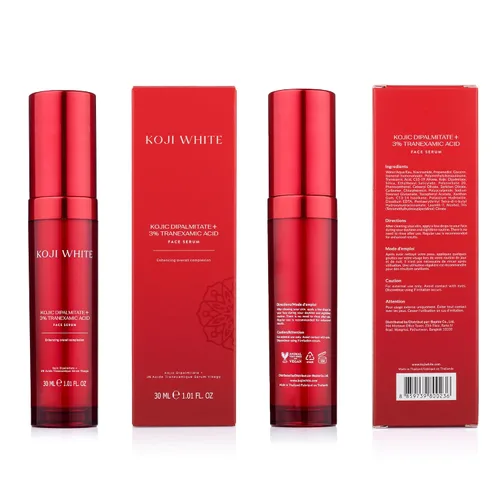 Vista 5 de Koji White Suero de ácido kójico 2% + 3% ácido tranexámico, 5% niacinamida Hidratante facial calmante hidratante para pieles irregulares – Cuidado