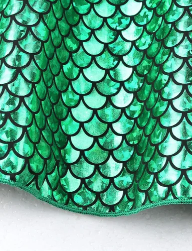 Vista 4 de iiniim Disfraz de sirena de Halloween para niñas y niñas, con cuello halter