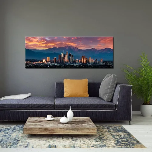 Vista 4 de iKNOW FOTO Lienzo de paisaje urbano para pared, póster de California in Sunrise, impresiones en lienzo de arte famoso de Estados Unidos, decoración