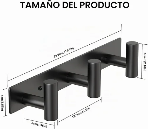 Vista 5 de PMMASTO Perchero montado en la pared, 3 ganchos de pared en forma de T para colgar, riel de ganchos para abrigos de acero inoxidable resistente