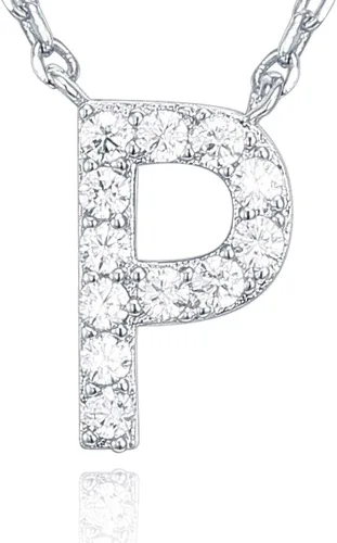 Vista 100 de PAVOI 14K White Gold Plated Cubic Zirconia Initial Necklace Letter Dainty Necklaces for Women