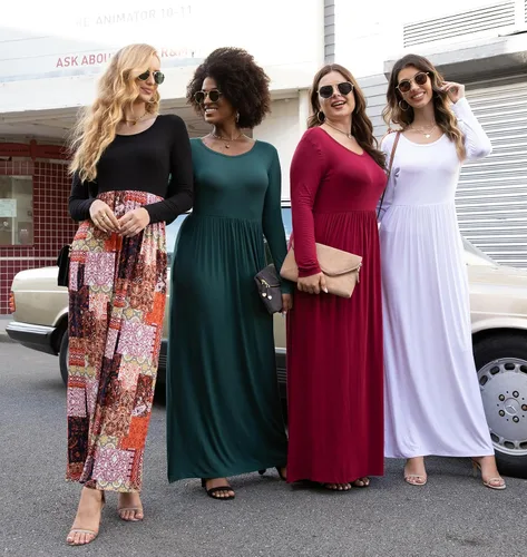 Vista 6 de VIISHOW - Vestidos largos para mujer, informales, sueltos, sencillos, con manga larga y bolsillos