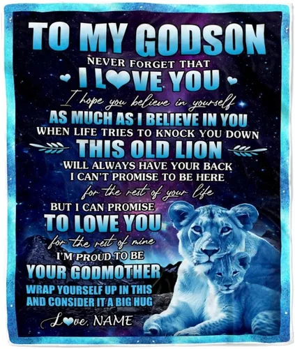 Vista 9 de Manta personalizada con texto en inglés «To My Godson», de Godmother Godmother Wolf Moon, My Love for You is Forever Godson Birthday Christmas