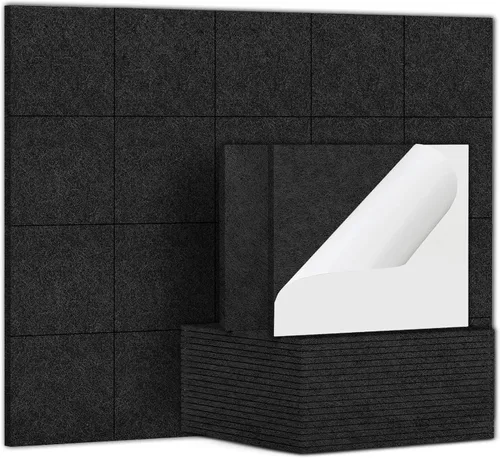 Vista 23 de TroyStudio 20 piezas de paneles acústicos autoadhesivos - Paneles absorbentes de sonido de 12 x 12 x 0.32 pulgadas, paneles de sonido decorativos