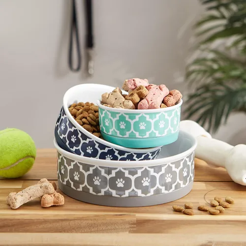 Vista 8 de Recipiente y contenedor para mascotas Bone Dry Lattice Collection, plato único, pequeño, 4.25x2 pulgadas, aguamarina