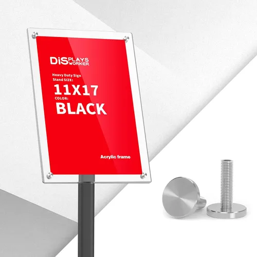 Vista 6 de DISPLAYSWORKER Soporte de pie ajustable de servicio pesado para letreros de pedestal, soporte de letrero acrílico soporte de póster, Base de Piso