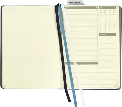 Vista 2 de C.R. Gibson Organizador y planificador de cuero sintético azul con cuadrícula de puntos, 6 pulgadas de ancho x 8.5 pulgadas de largo, 240 páginas