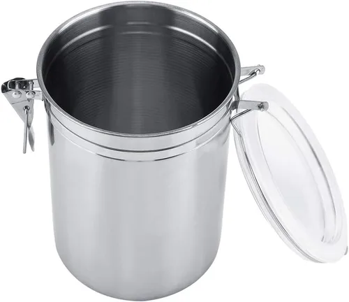 Vista 6 de Recipiente hermético de acero inoxidable para almacenamiento de alimentos con tapa con bisagras, 64.2 fl oz, para café, azúcar, dulces, té