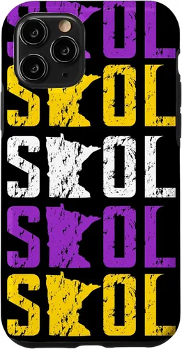 Vista 28 de Funda para iPhone 13 Pro Max SKOL envejecido vikingo vintage morado y amarillo sobre negro