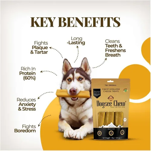 Vista 4 de Dogsee Himalayan Yak Chews (XL - 6 masticables) Masticables de yak para perros grandes Golosinas para perros Ayuda al dolor