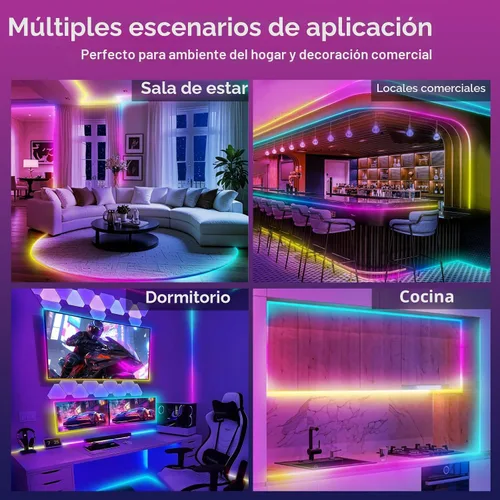 Vista 3 de FBZ Cuerda de luces LED de 32.8 pies, control de luces de neón flexible con aplicación/control remoto, múltiples modos, IP65 RGB para exteriores