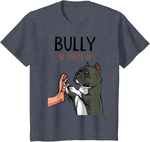 Vista 64 de American Bully Mom Cute Dog Mama Camiseta divertida para mujer, Blanco, S