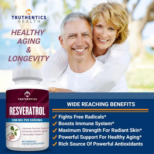 Vista 2 de TRUTHENTICS Resveratrol con TransResveratrol + paquete de probióticos avanzados – Envejecimiento saludable, apoyo cardíaco, inmunológico y digestivo