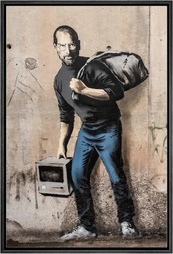 Vista 17 de SIGNWIN Lienzo enmarcado para pared, pintura en aerosol de grunge, ciudad urbana, alas de ángel vanguardistas, graffiti y arte callejero, arte