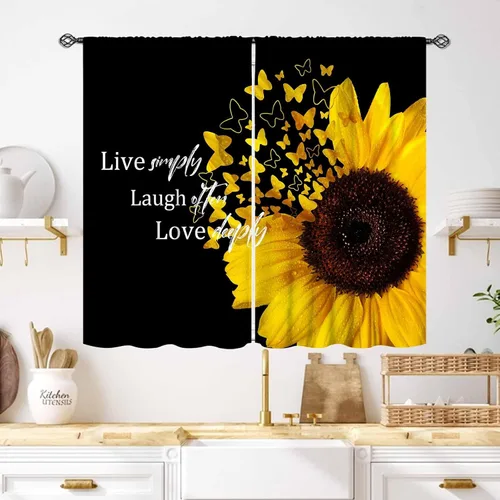 Vista 34 de Cortinas infantiles de abejas, cortinas de campo de primavera de acuarela de girasoles florales de nido de abeja, adorables abejas, cortinas