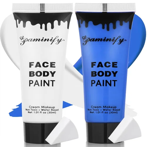 Vista 20 de Kit de pintura corporal a base de agua para Halloween, 1.01 onzas/pieza, pintura corporal a base de agua con esponja para disfraz de payaso