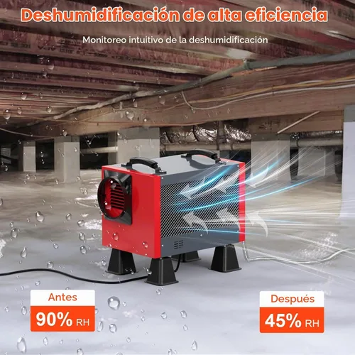 Vista 5 de Abestorm - Deshumidificador Energy Star de 120 pintas con manguera de drenaje para espacio de arrastre Rojo