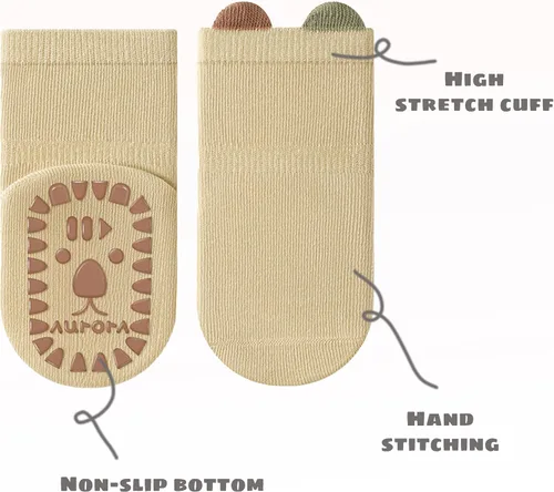 Vista 5 de 5 pares de calcetines antideslizantes con agarre para tobillos para bebés, niños y niñas, calcetines antideslizantes adhesivos para bebés, niños
