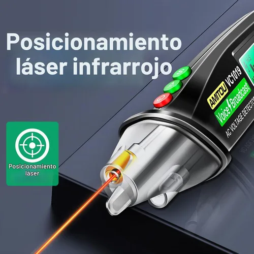 Vista 5 de ANENG - Probador de voltaje con transmisión de voz sin contacto con rango de CA 12V-1000V, herramientas eléctricas de cables vivo/nulo con pantalla